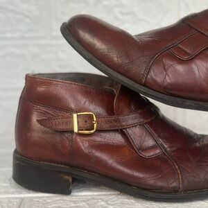 Freeman‎ Free-Flex Buckled Ankle Boots Brown Leather Size Womens 7.5W